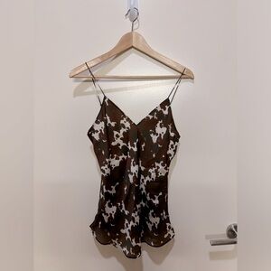 Cowprint Silk Camisole Top by Cami NYC